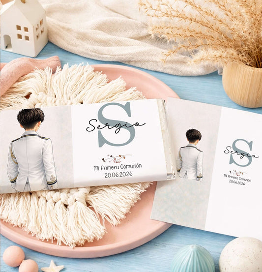 Chocolatina Nestlé personalizada con inicial para comunión y bautizo 20g