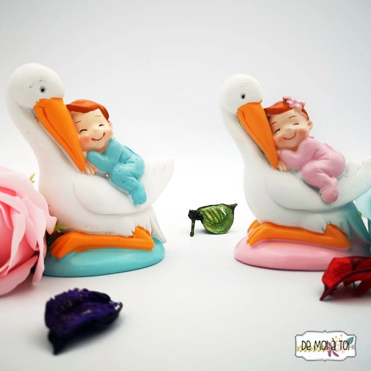 Cigüeña - Figura de bautizo - Regalo original personalizado - DE MOI À TOI