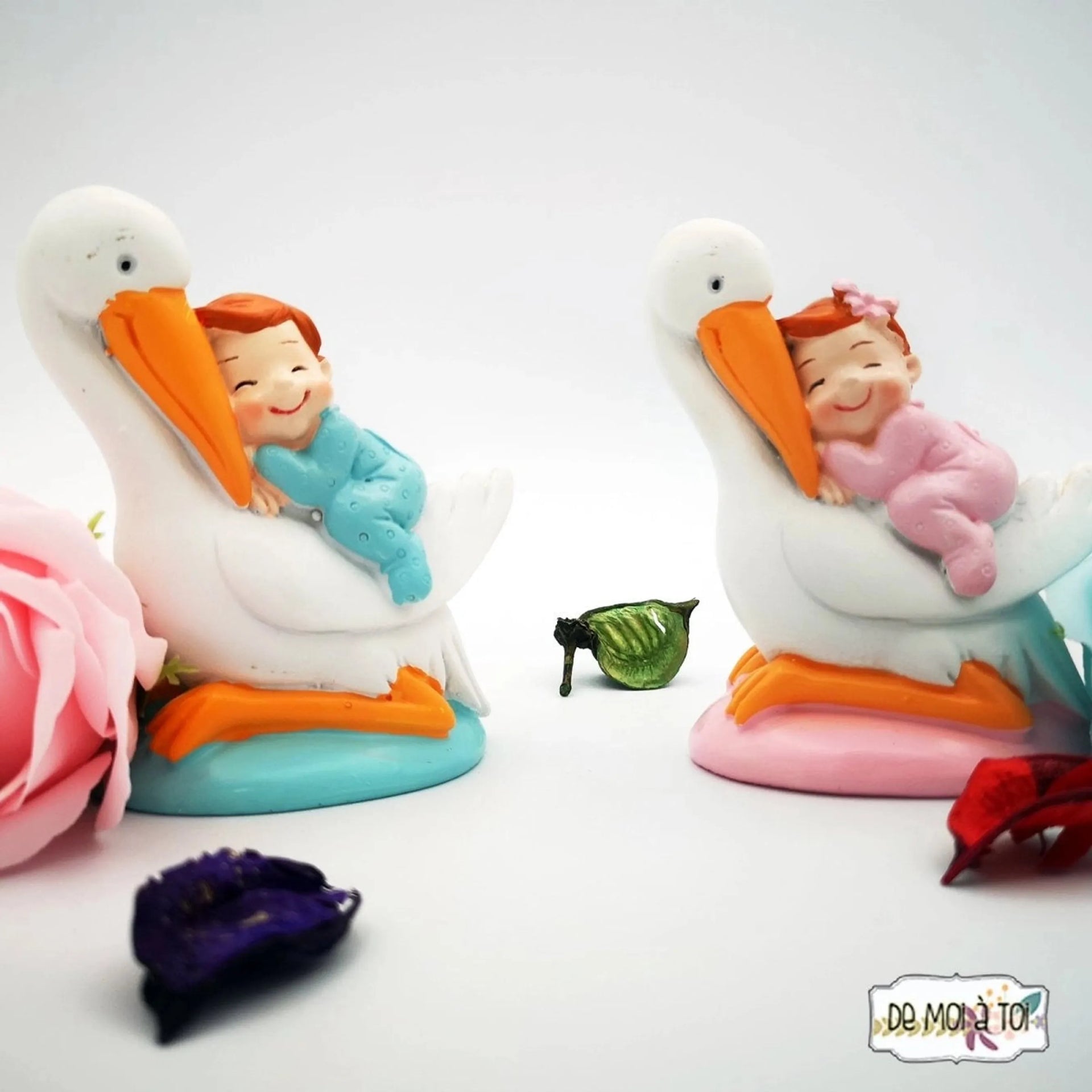 Cigüeña - Figura de bautizo - Regalo original personalizado - DE MOI À TOI