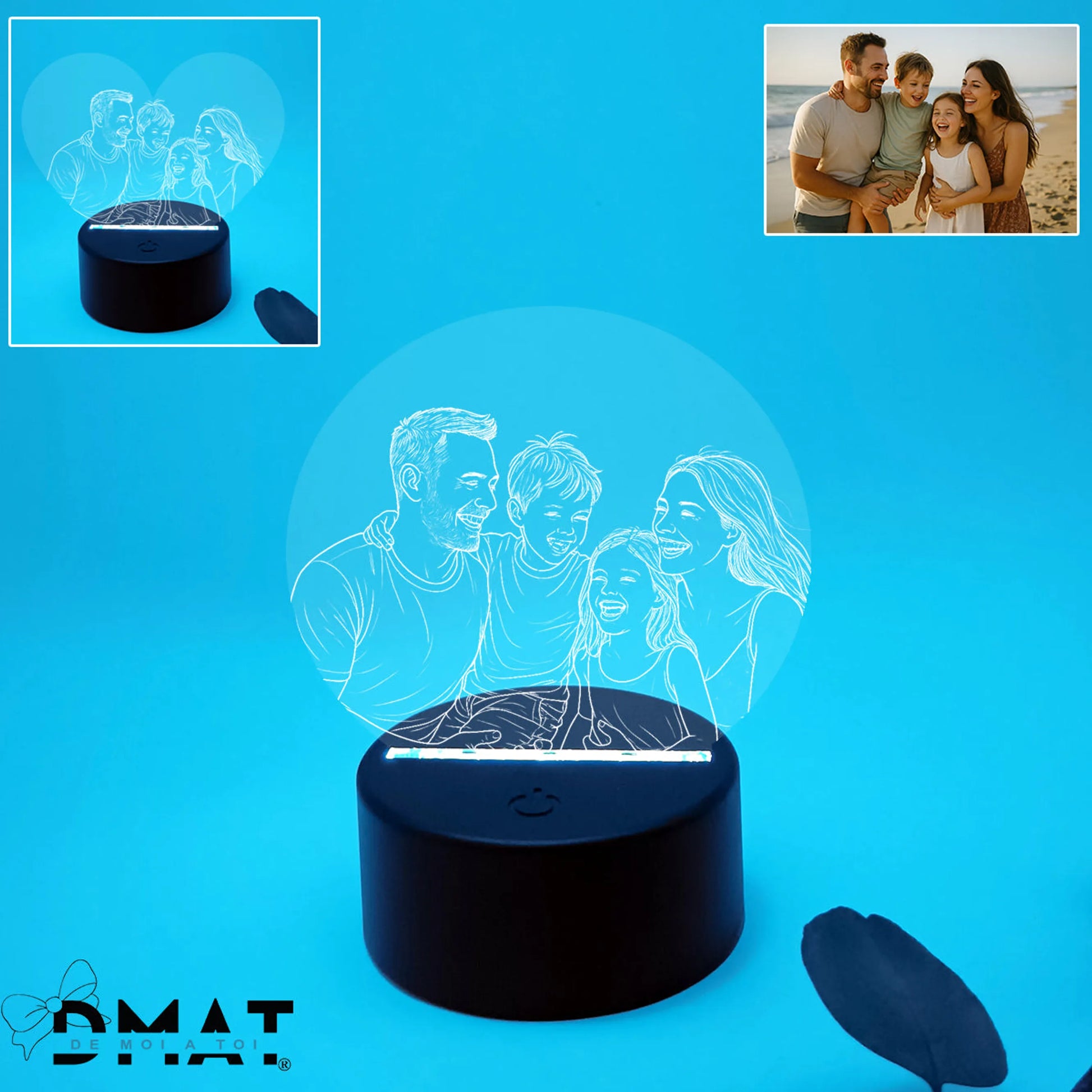 Lámpara de colores para regalar con fotografía . Regalo original en De moi à toi