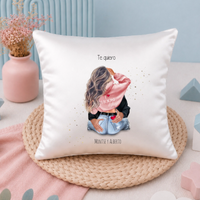 Cojín personalizado pareja casual con ilustración editable | Regalo original enamorados