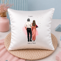 Cojín personalizado pareja elegante con ilustración | Regalo aniversario y boda