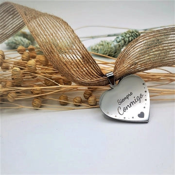 Colgante Corazón de acero personalizado - Un trocito de cielo - Regalo original personalizado - DE MOI À TOI