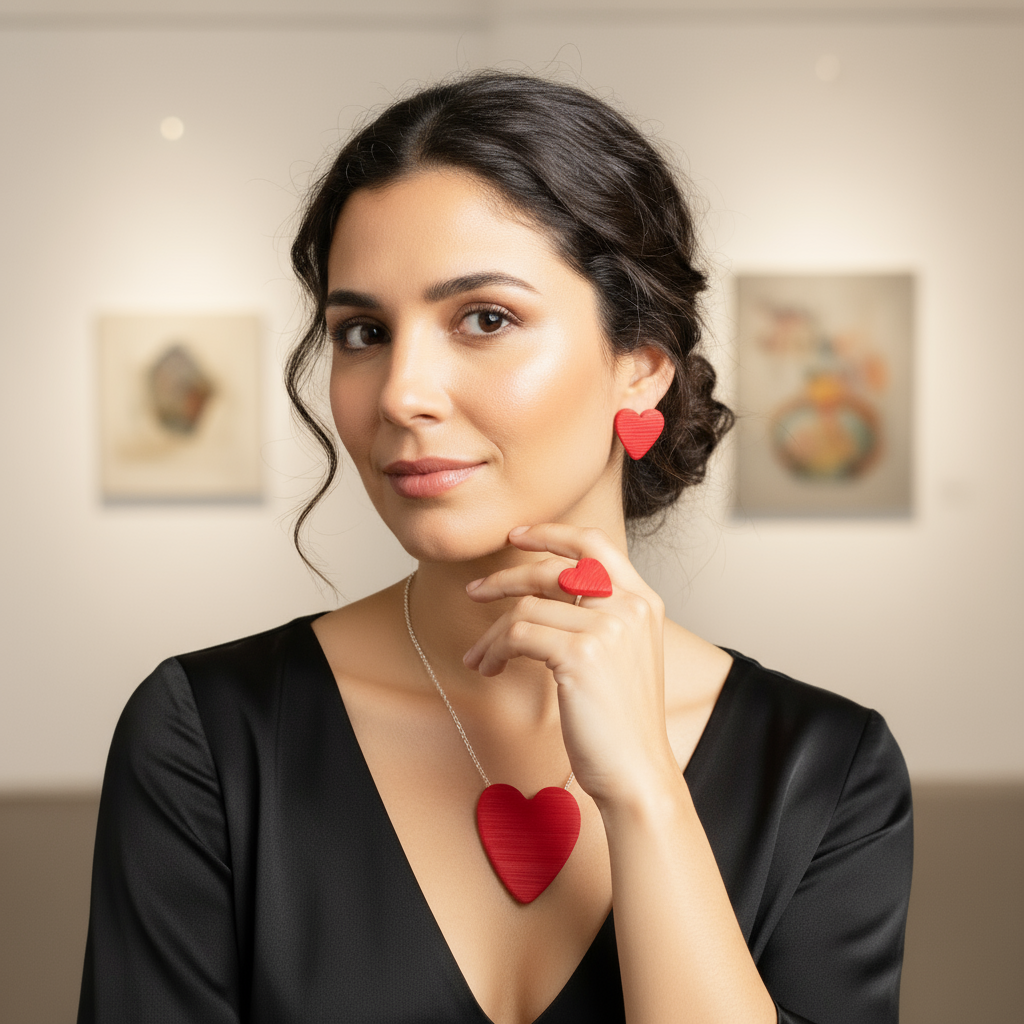 Collar artesanal corazón rojo – Regalo romántico – De moi à toi