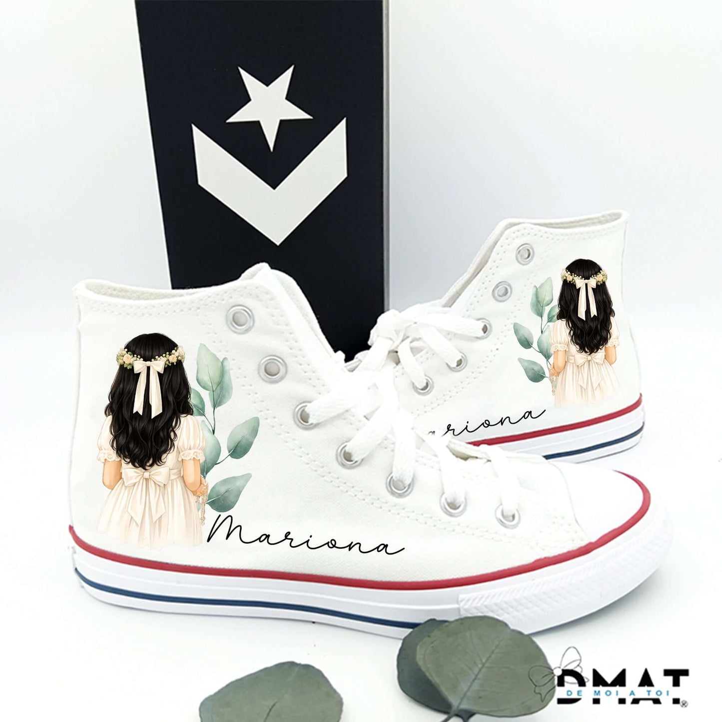 Zapatillas personalizadas como regalo original comunión niña con ilustración y nombre