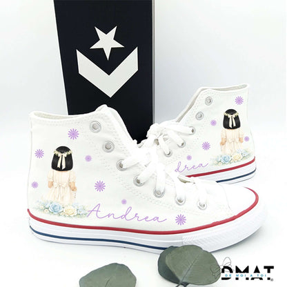 Zapatillas personalizadas regalo original comunión para niña con nombre y dibujo