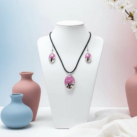 Conjunto de collar y pendientes con flores prensadas – De moi à toi