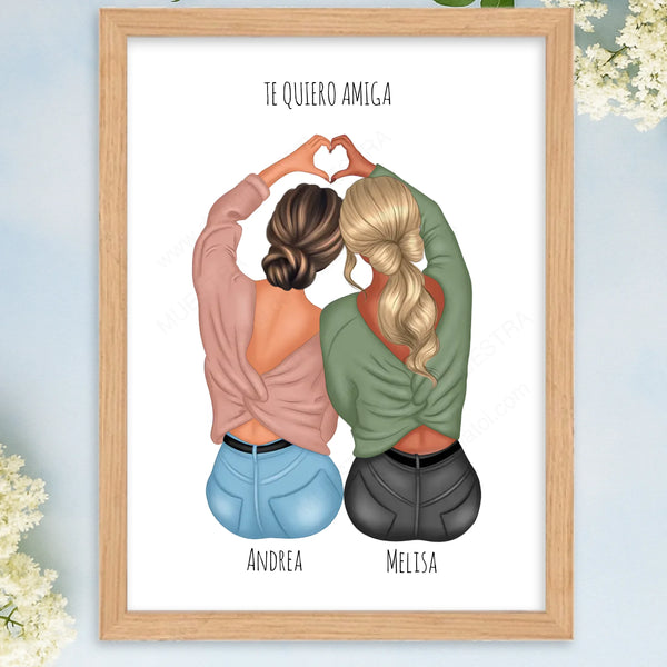 Cuadro personalizado mejores amigas corazón