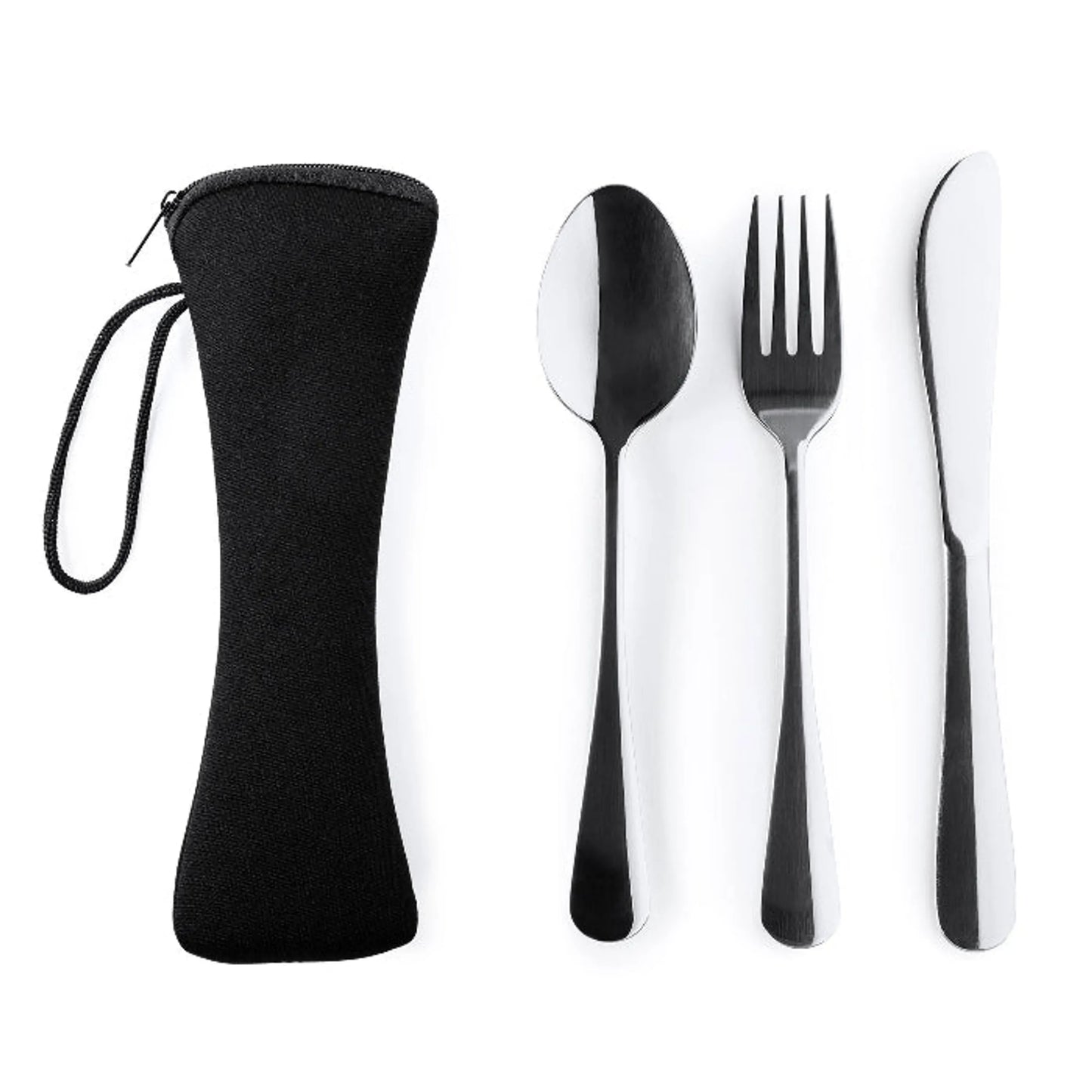 Cubiertos reutilizables con funda grabada con nombre