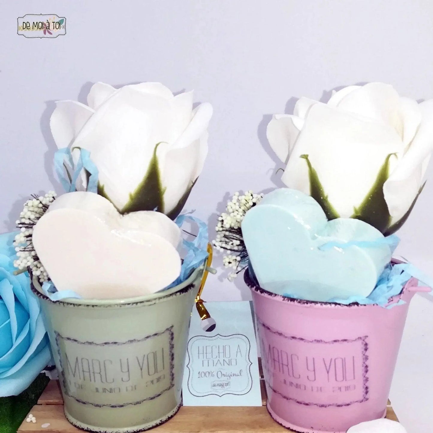 Detalle boda exclusivo - Cubito latón con jabón personalizable fabricación española