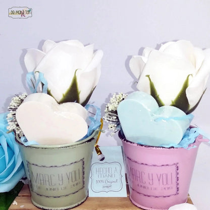 Detalle boda exclusivo - Cubito latón con jabón personalizable fabricación española