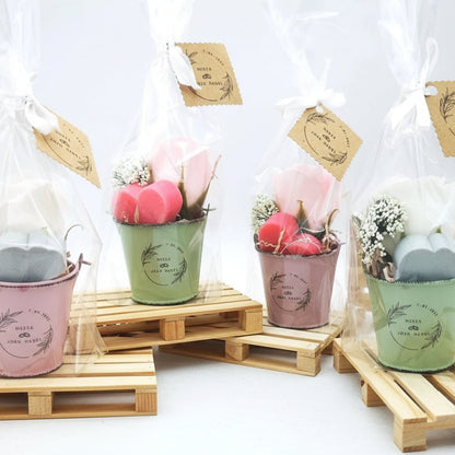 Centro de mesa boda artesanal - Detalle jabón elegante para celebraciones