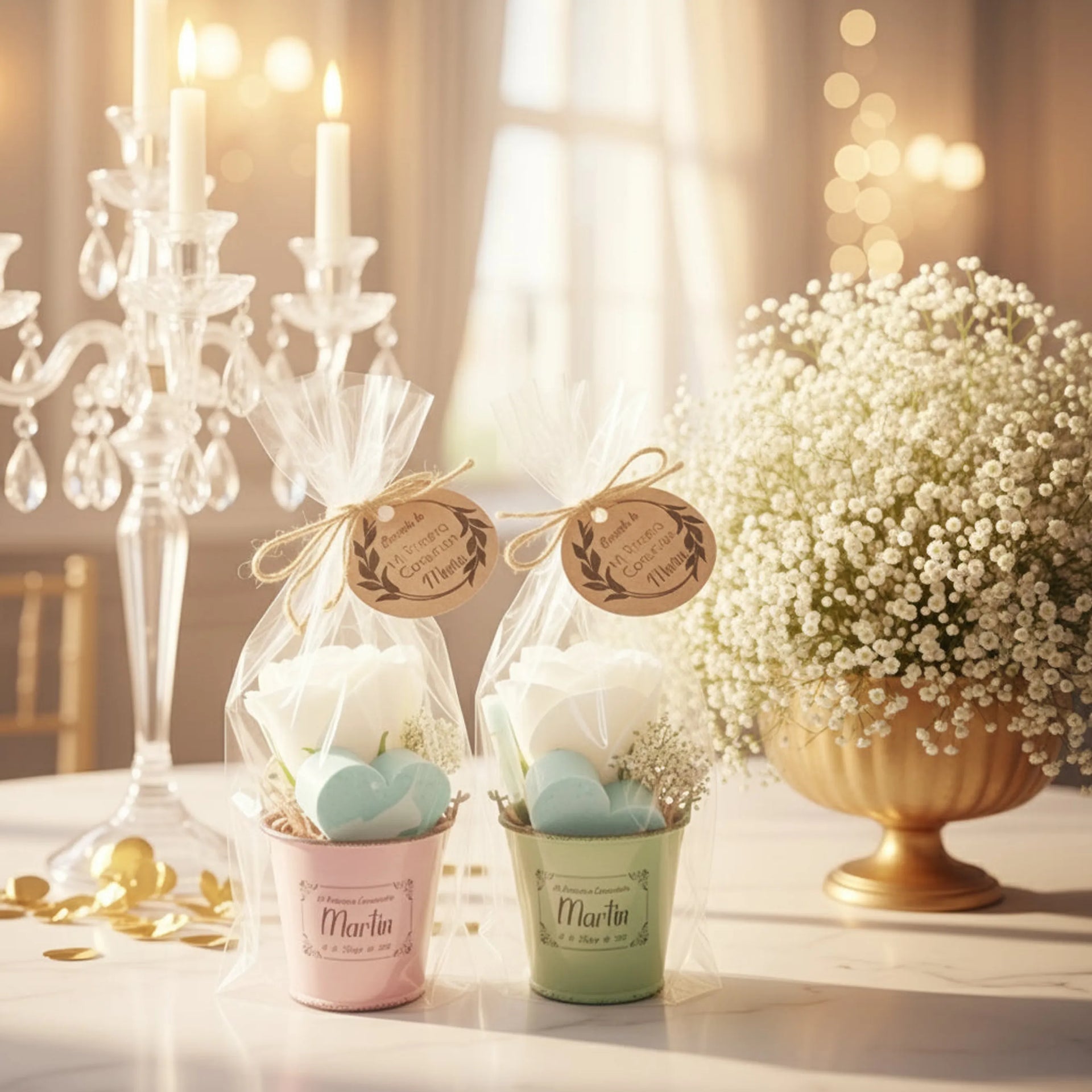 Regalo de comunión original con jabón y flores eternas - de moi a toi