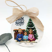 Decoración navideña personalizada con ilustración de familia