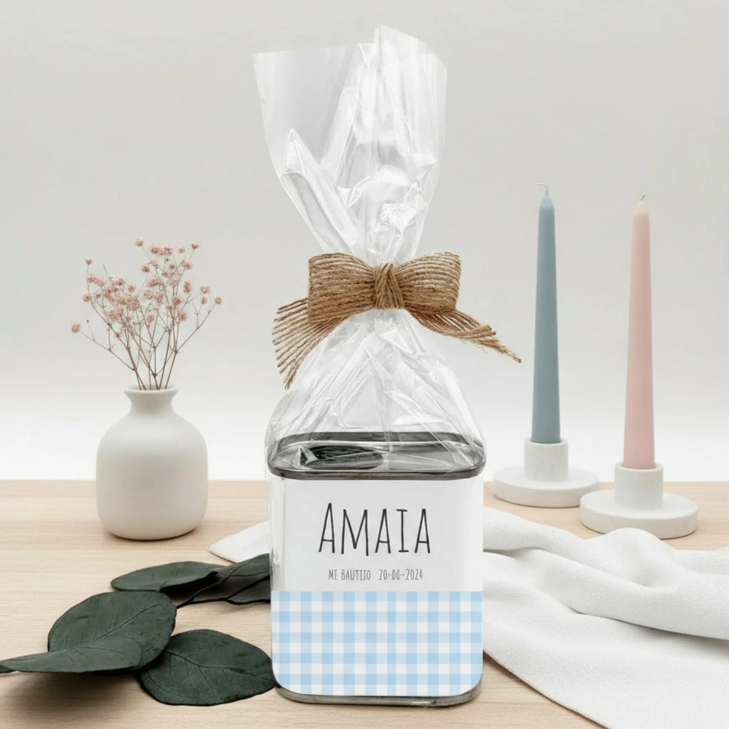 AOBE personalizado como regalo para invitados de celebración - Bautizo, comunión diseño Vichy