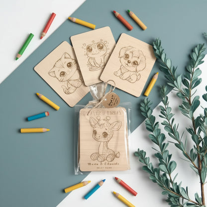 Imán de madera coloreable para invitados infantiles de celebración - De moi a toi
