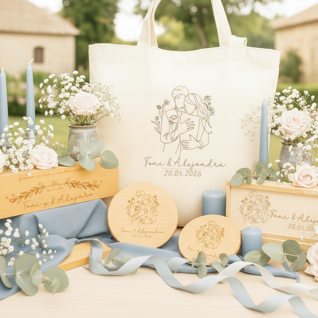 Detalles de madera personalizados y originales para invitados de boda