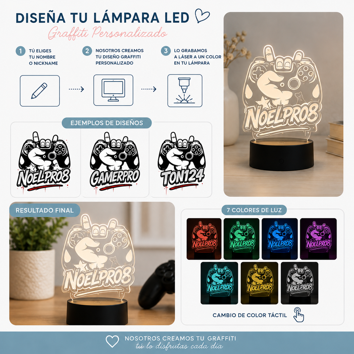 Diseño de grafiti personalizado para lámpara gamer · De Moi à Toi