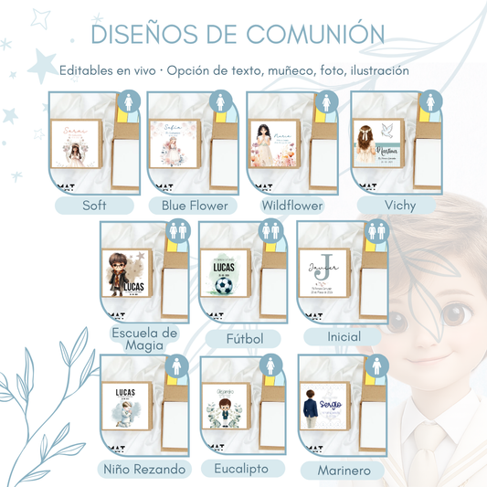 Bloc de notas personalizado para invitados de comunión – Diseños editables
