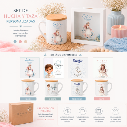 Regalo de comunión personalizado – Set de taza y hucha
