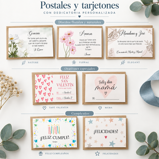  Diseños y temáticas de tarjetones o postales A5 personalizadas