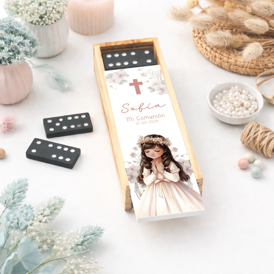Dominó personalizado comunión niña como detalle de invitados y recordatorio