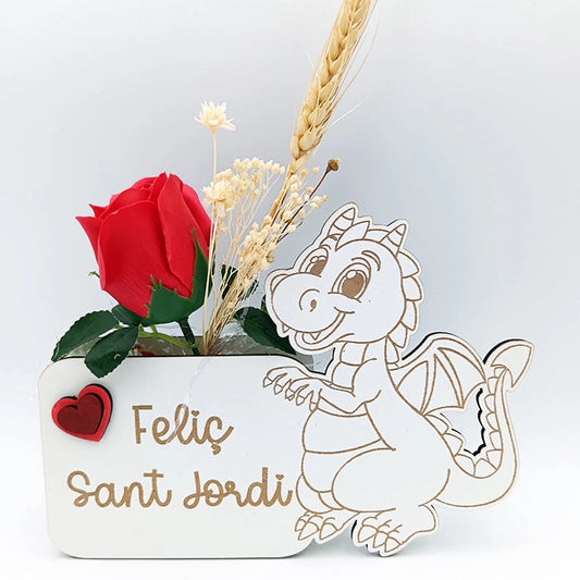Regalo de sant jordi original en madera con rosa de jabón - De moi a toi