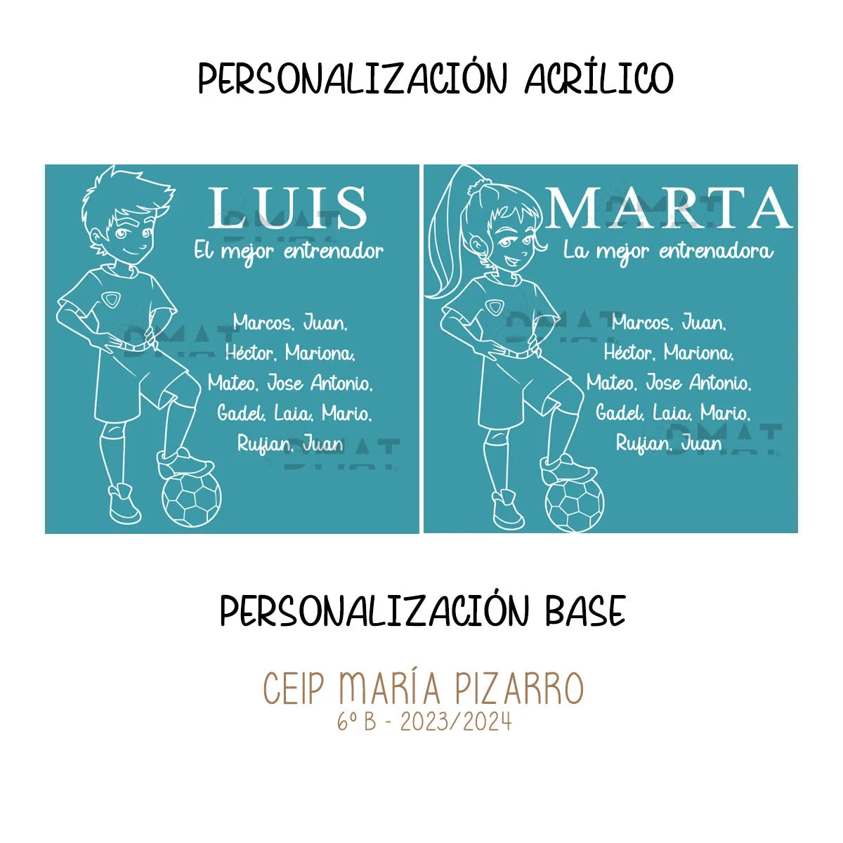 Lámpara personalizada para regalar a entrenadores de fútbol (LUZ BLANCA)