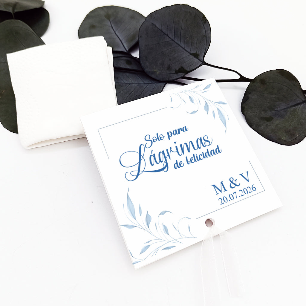 lágrimas de felicidad para boda azul