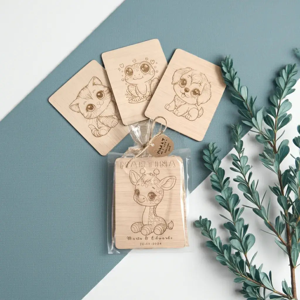 Imán de madera coloreable para invitados infantiles de celebración - De moi a toi