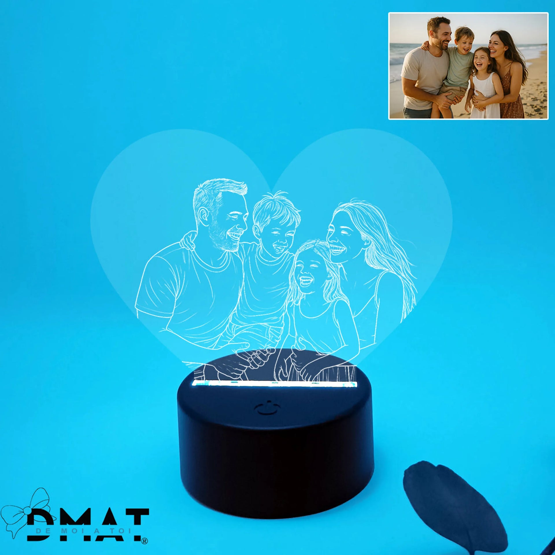 Lámpara corazón con fotografía personalizada para regalar 