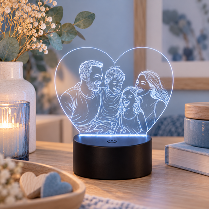 Lámpara personalizada con fotografía como regalo original para familia