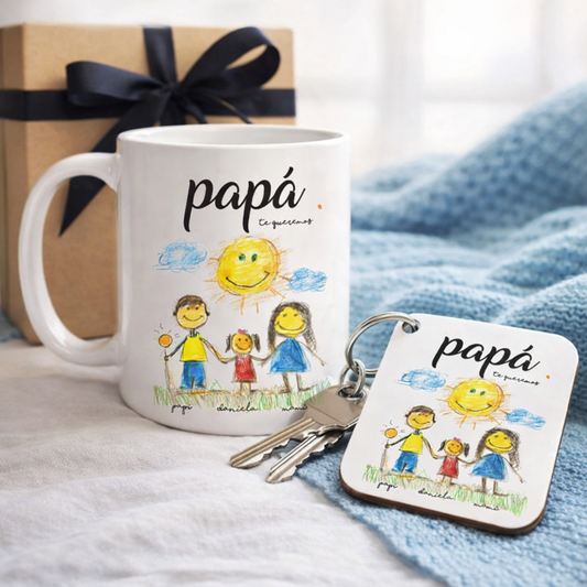 Pack Día del Padre: Taza + Llavero Personalizados (Ahorra 4,90€)