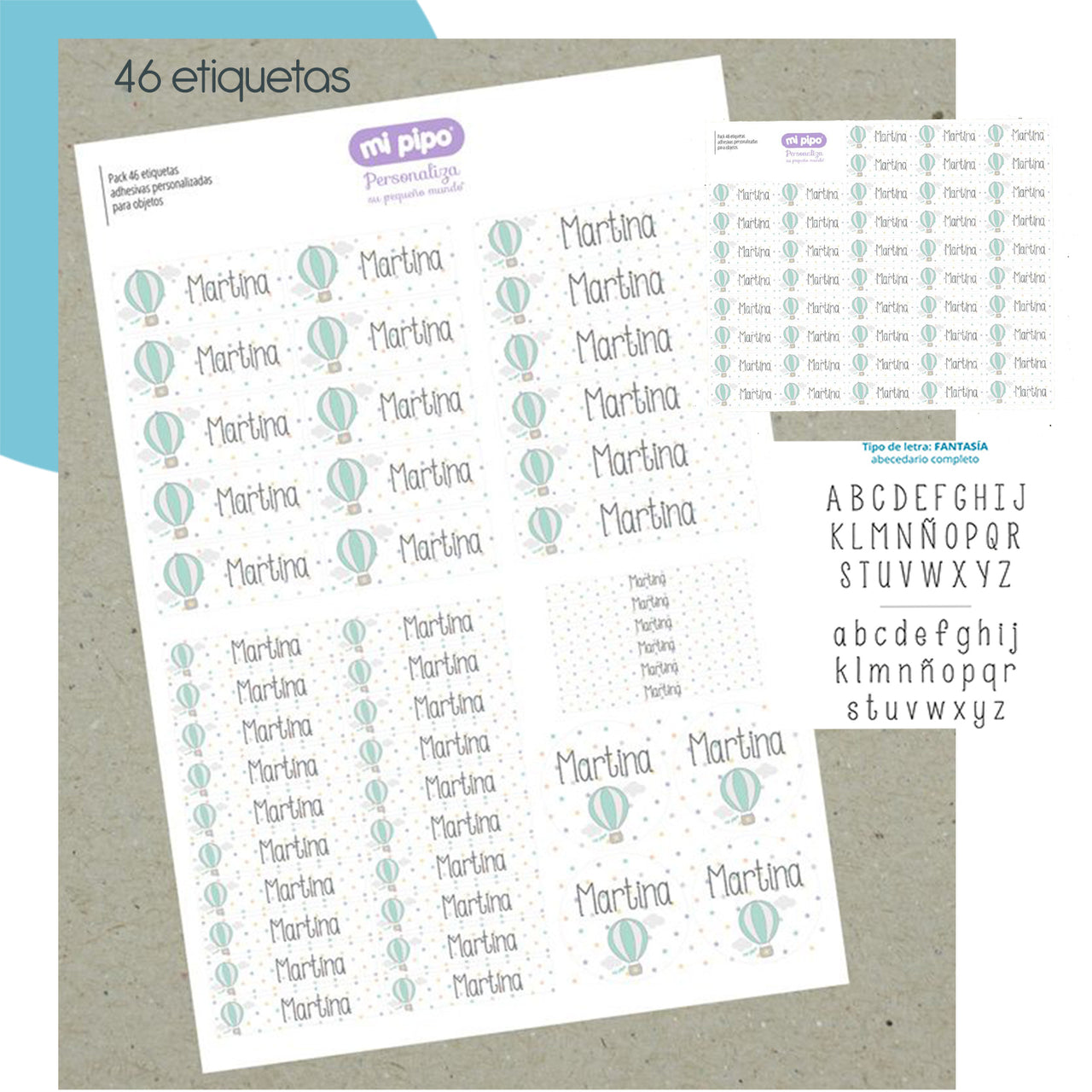 46 Etiquetas adhesivas infantiles con nombre para objetos (Diseños)