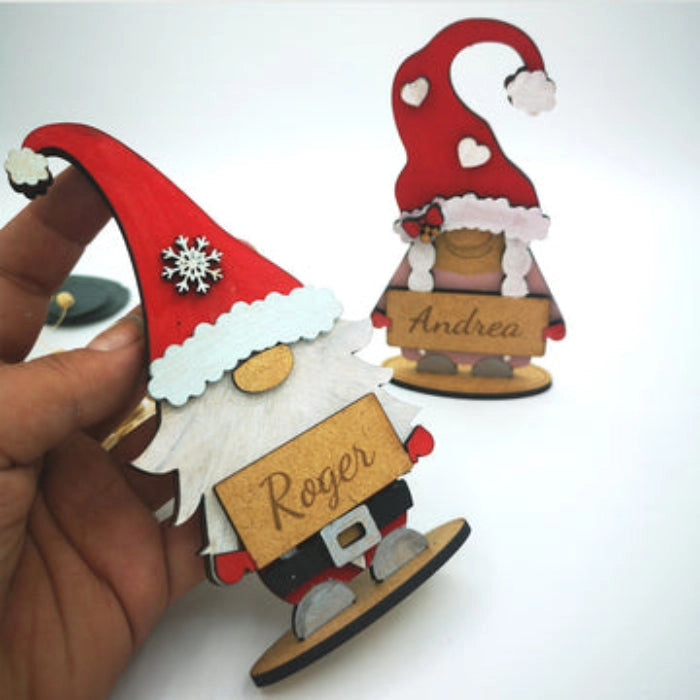 Gnomos de madera personalizados con nombre para Navidad