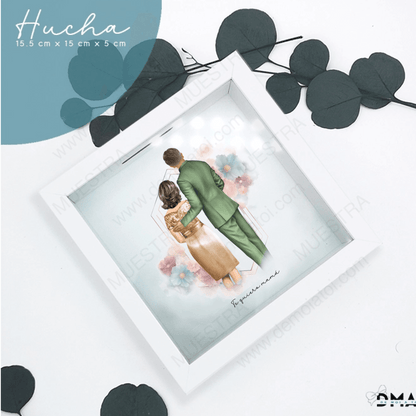 hucha personalizada ilustraciones familiares y novios de boda
