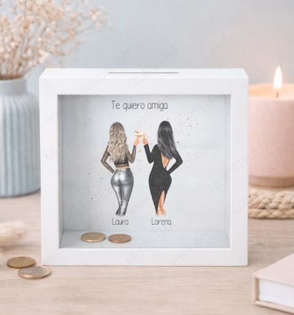 Regalo original para amigas compañeras y hermanas con dibujo personalizado de personajes