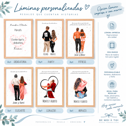 Ilustraciones de parejas personalizadas editables · diseños para regalos para enamorados · De Moi à Toi
