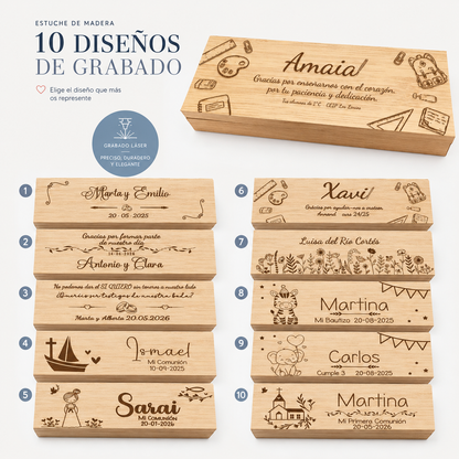 Estuche de Bambú Personalizado con Bolígrafo y Portaminas