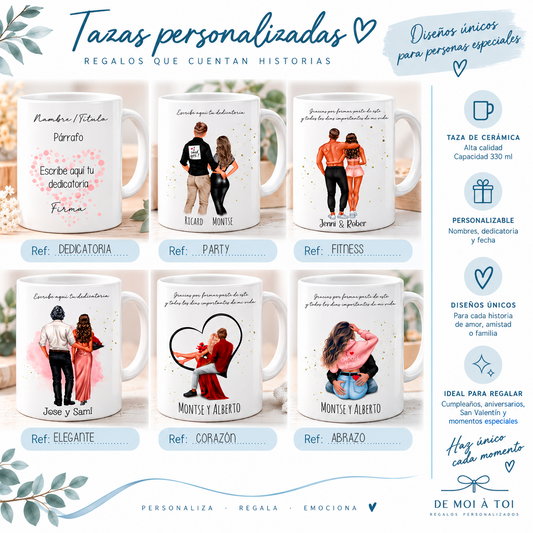 Taza personalizada con ilustración de pareja | Regalo original enamorados