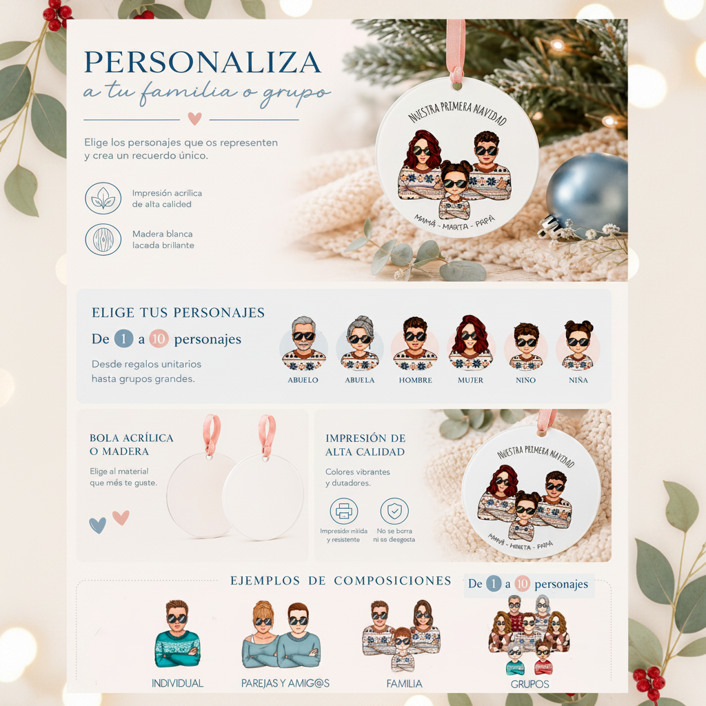 Bola de Navidad Personalizada con Personajes Chibi