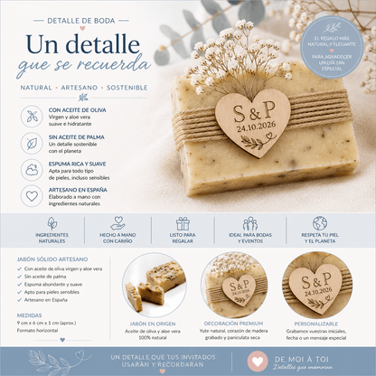 Jabón Artesano para Invitados de Boda con Grabado Personalizado