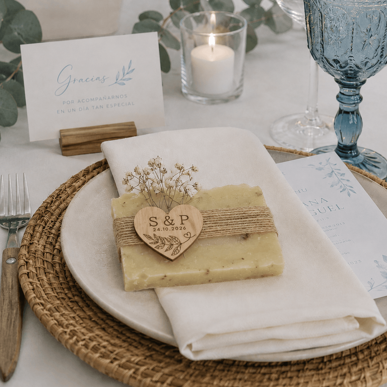 Jabón Artesano para Invitados de Boda con Grabado Personalizado
