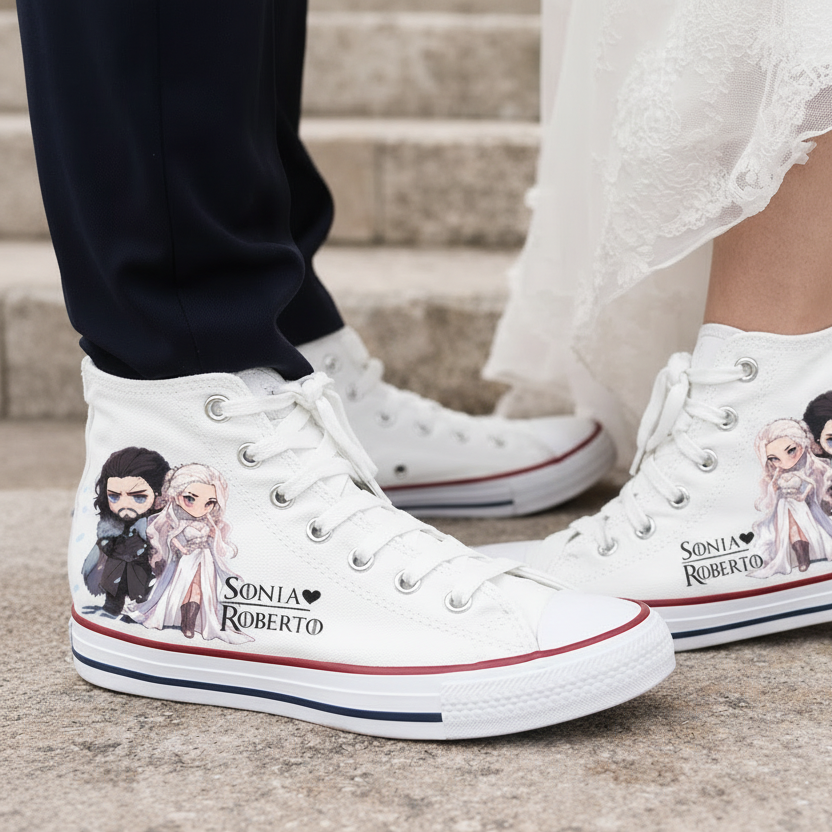 Zapatillas personalizadas boda novios | Con iniciales y fecha | Juego de tronos