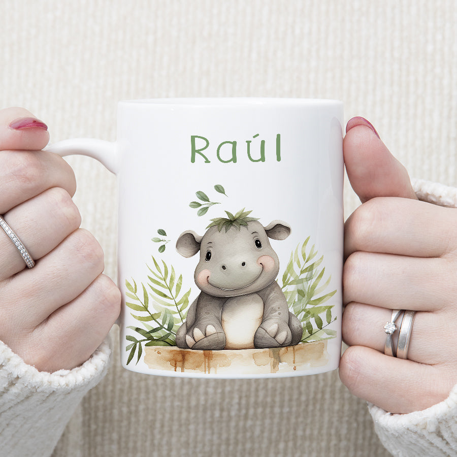 Taza con diseño infantil personalizada con dibujo de selva y animalitos para niños - D moi à toi