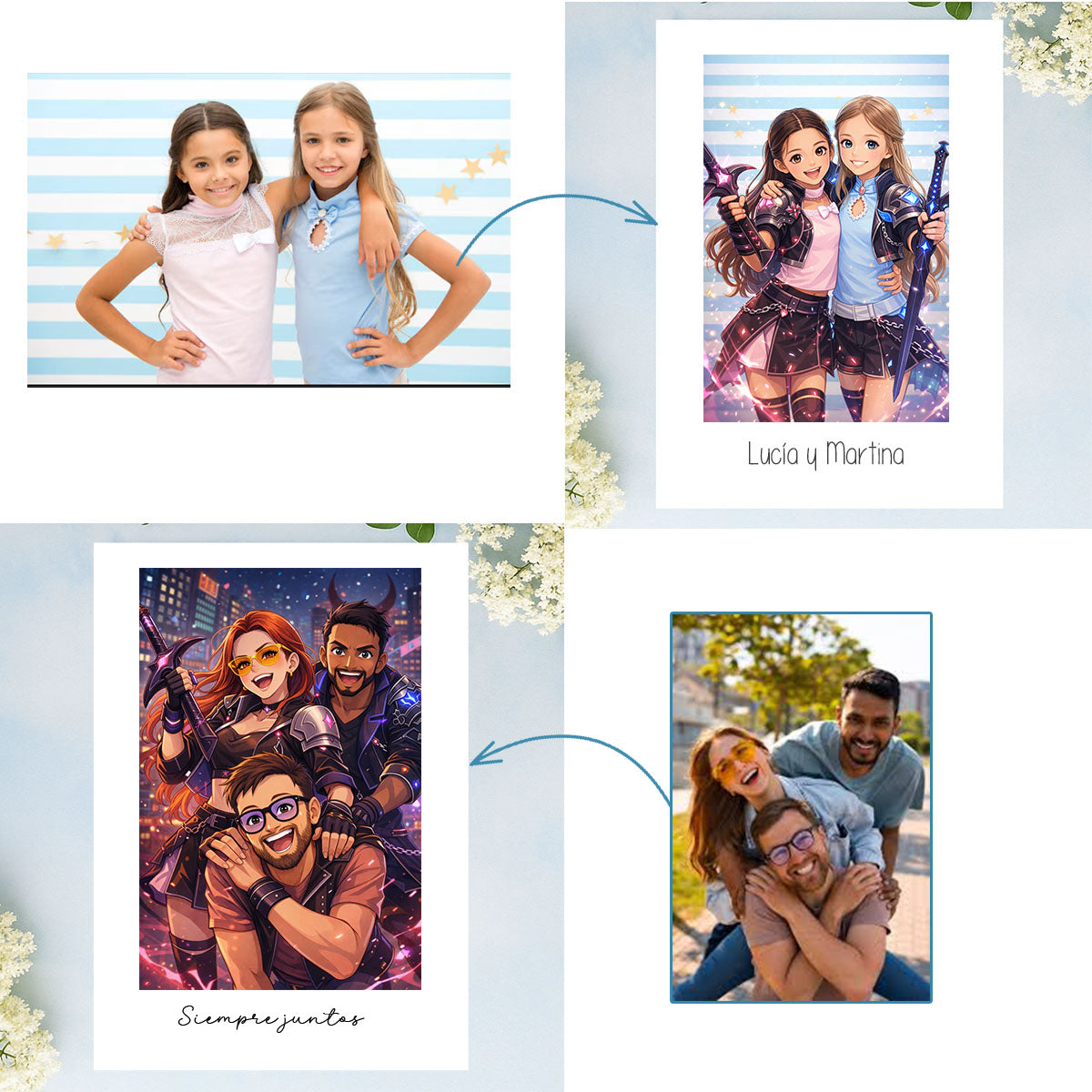 Convierte tu fotografía en caricatura de kpop demon hounters con inteligencia artificial y  lo imprimimos en regalos