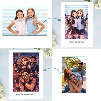 Convierte tu fotografía en caricatura de kpop demon hounters con inteligencia artificial y  lo imprimimos en regalos