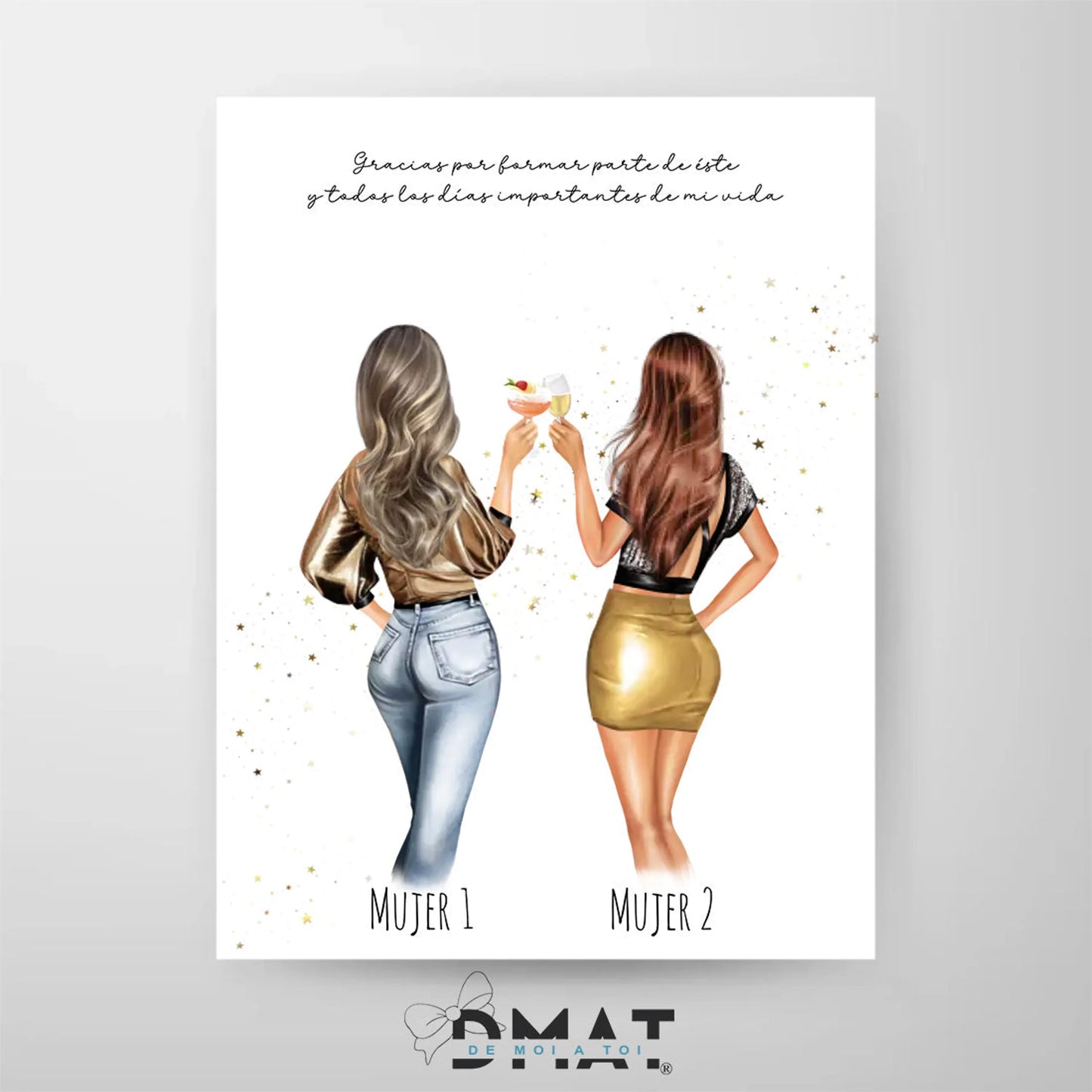 lámina mejores amigas personalizada – vestidas de fiesta – De moi à toi