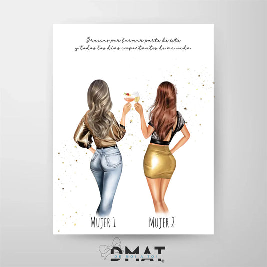 lámina mejores amigas personalizada – vestidas de fiesta – De moi à toi