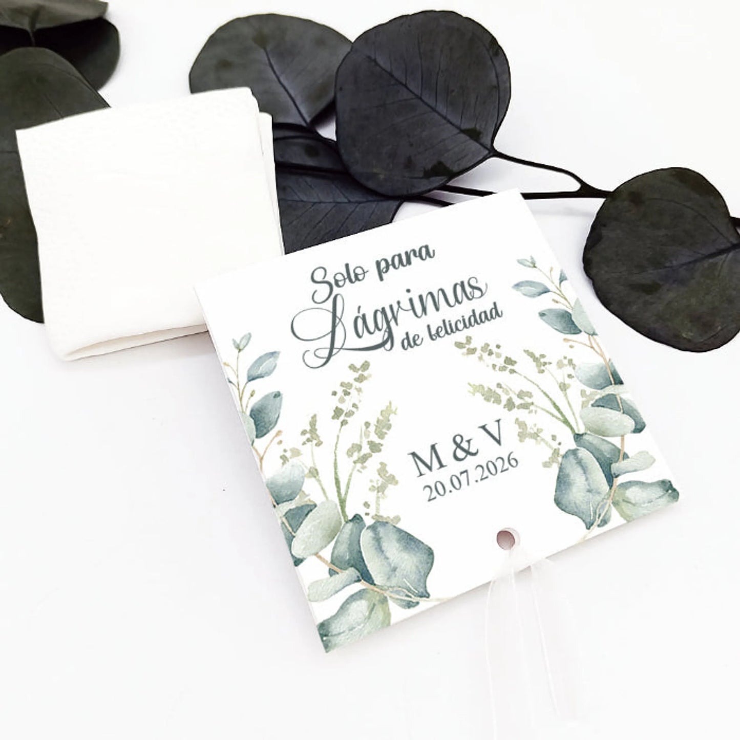 lágrimas de felicidad personalizadas diseño eucalipto acuarela